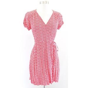 & Other Stories Anthropologie Red White Floral Print Mini Wrap Dress Size 38 S 6